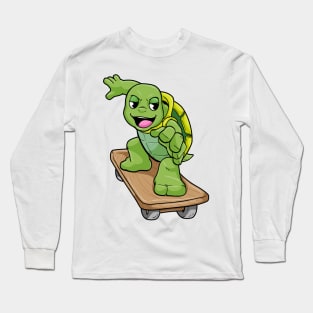 Turtle with Shell as Skater with Skateboard Long Sleeve T-Shirt
